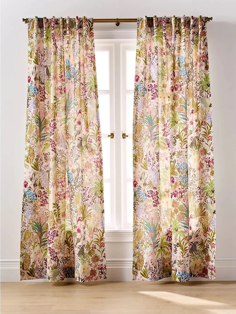 Anthropologie Anela Cotton Printed Scenic Curtain New One Panel 108” x 50”